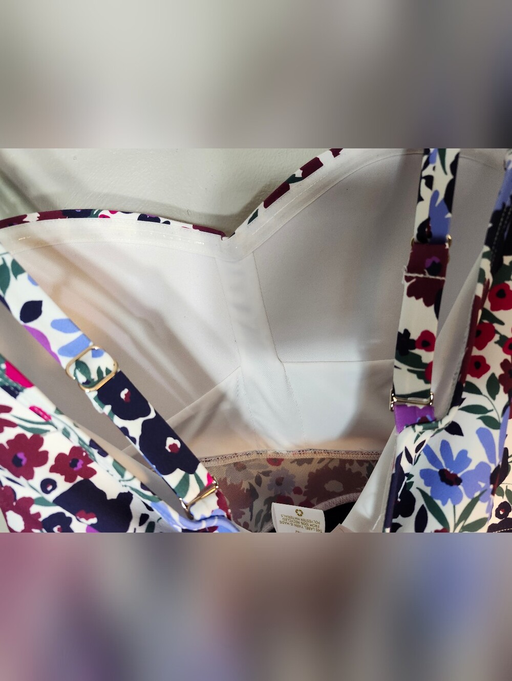 Anne Cole Floral Strap Swimsuit Skirted in White, Purple, Pink - Picture 4 of 7